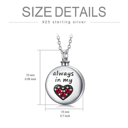 Heart Urn Engraved Cremation Necklace for Ashes in Sterling Silver