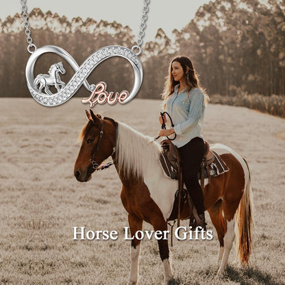 Horse Infinity Love Necklace Sterling Silver Jewelry Gift for Women