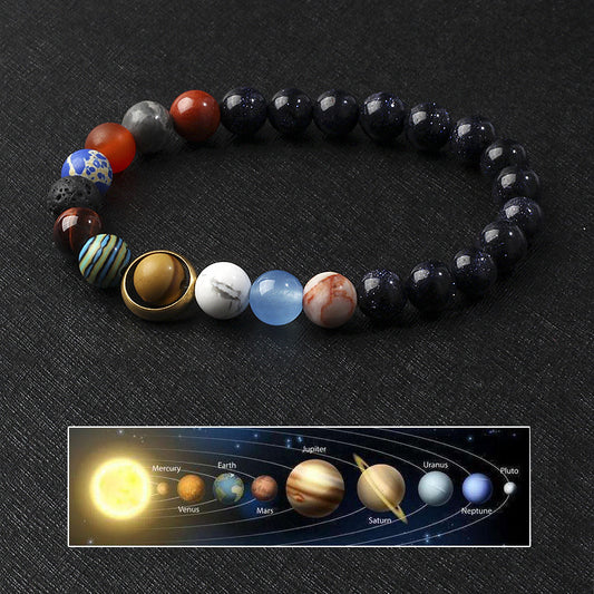 Universe Solar System Volcanic Rock Eight Planets Bracelet