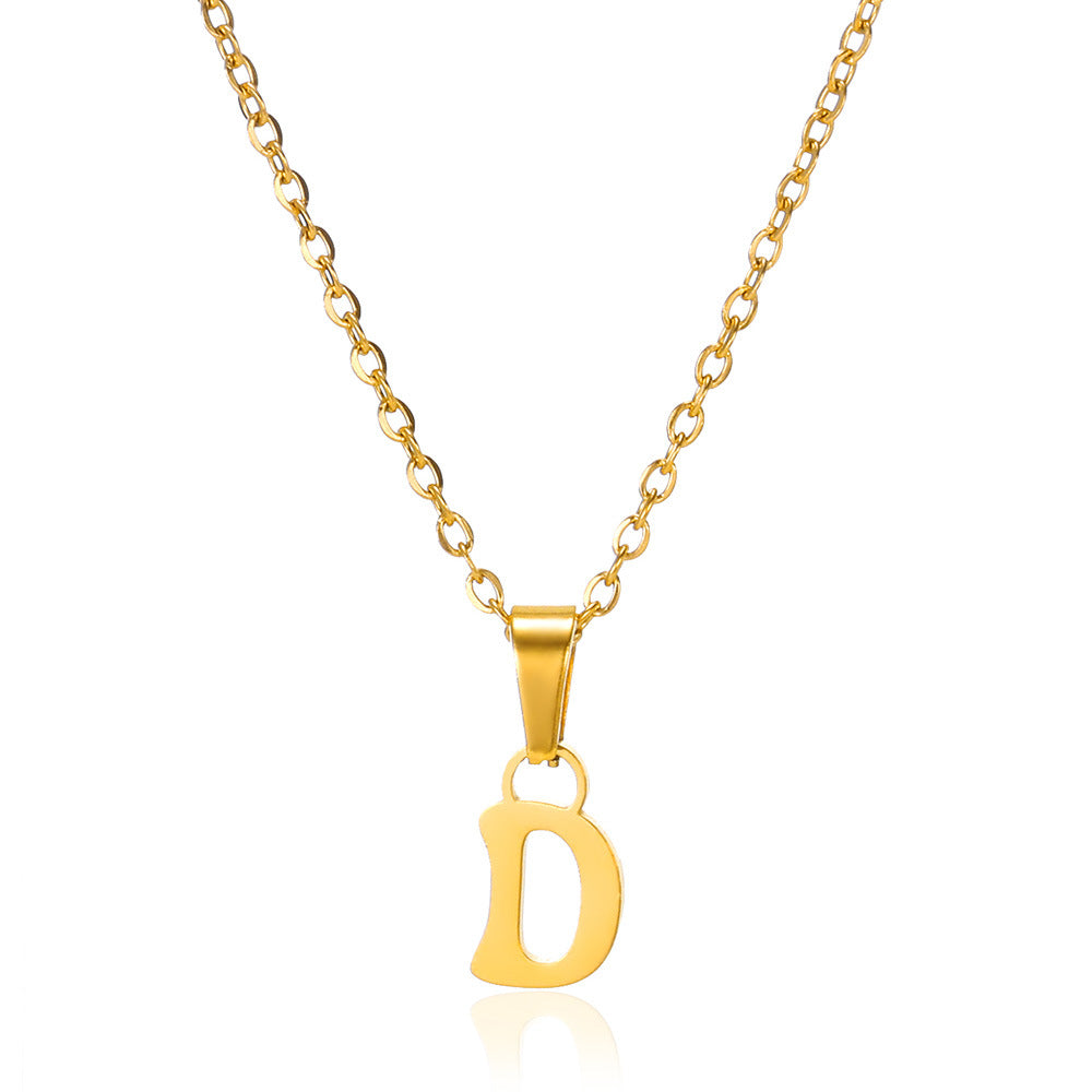 Simple 18K Gold Plating Stainless Steel Small Letter Necklace For Women