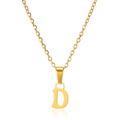 Simple 18K Gold Plating Stainless Steel Small Letter Necklace For Women