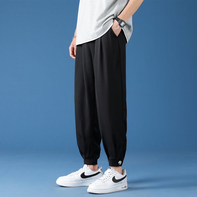 Draping Ice Silk Casual Pants Suit Pants Loose Thin Cropped Pants