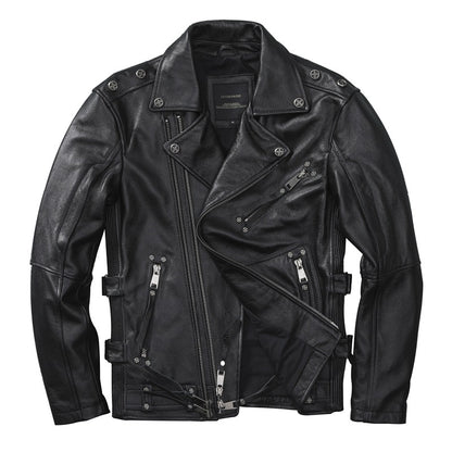 Slim Fit Soft First Layer Cowhide Biker's Leather Jacket