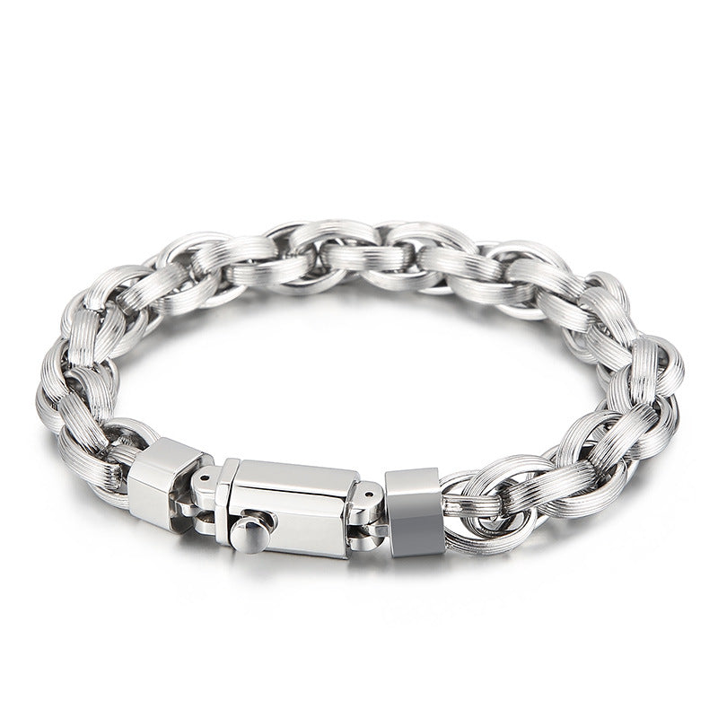 Snap Button Double Ring Men's Bracelet