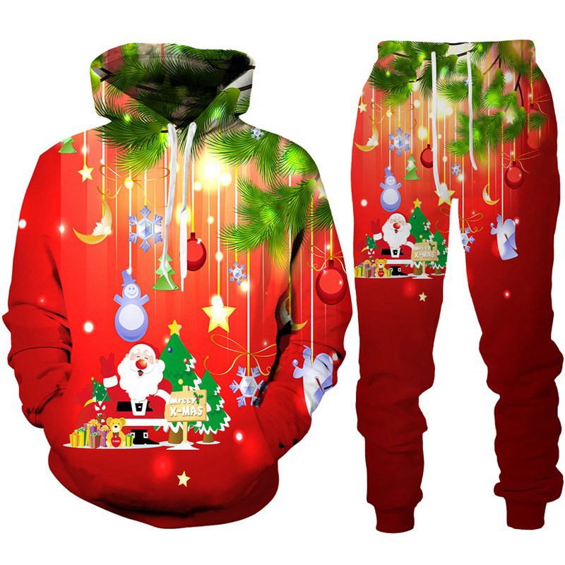 Santa Claus 3D Printing Hooded Sportswear