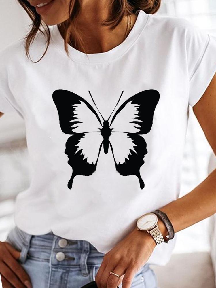 Crew Neck Casual Printed T-shirt For Women