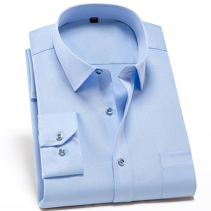 Solid Color Shirt Men's Non-ironing Stretch Breathable Business Casual