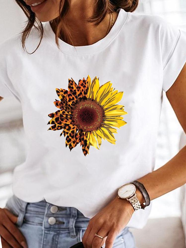 Crew Neck Casual Printed T-shirt For Women