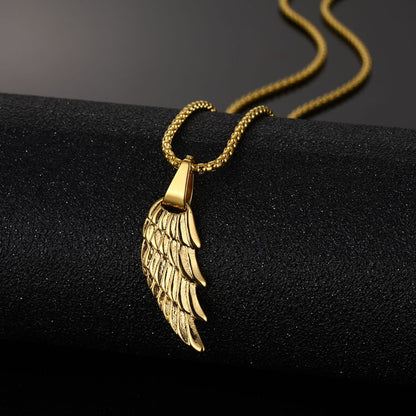 Men's Stainless Steel Angel Wings Pendant Fashion Personality Feather Titanium Steel Necklace