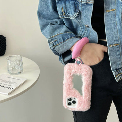 Fluffy Make-up Mirror Phone Shell