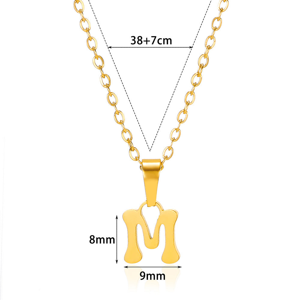 Simple 18K Gold Plating Stainless Steel Small Letter Necklace For Women