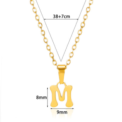 Simple 18K Gold Plating Stainless Steel Small Letter Necklace For Women