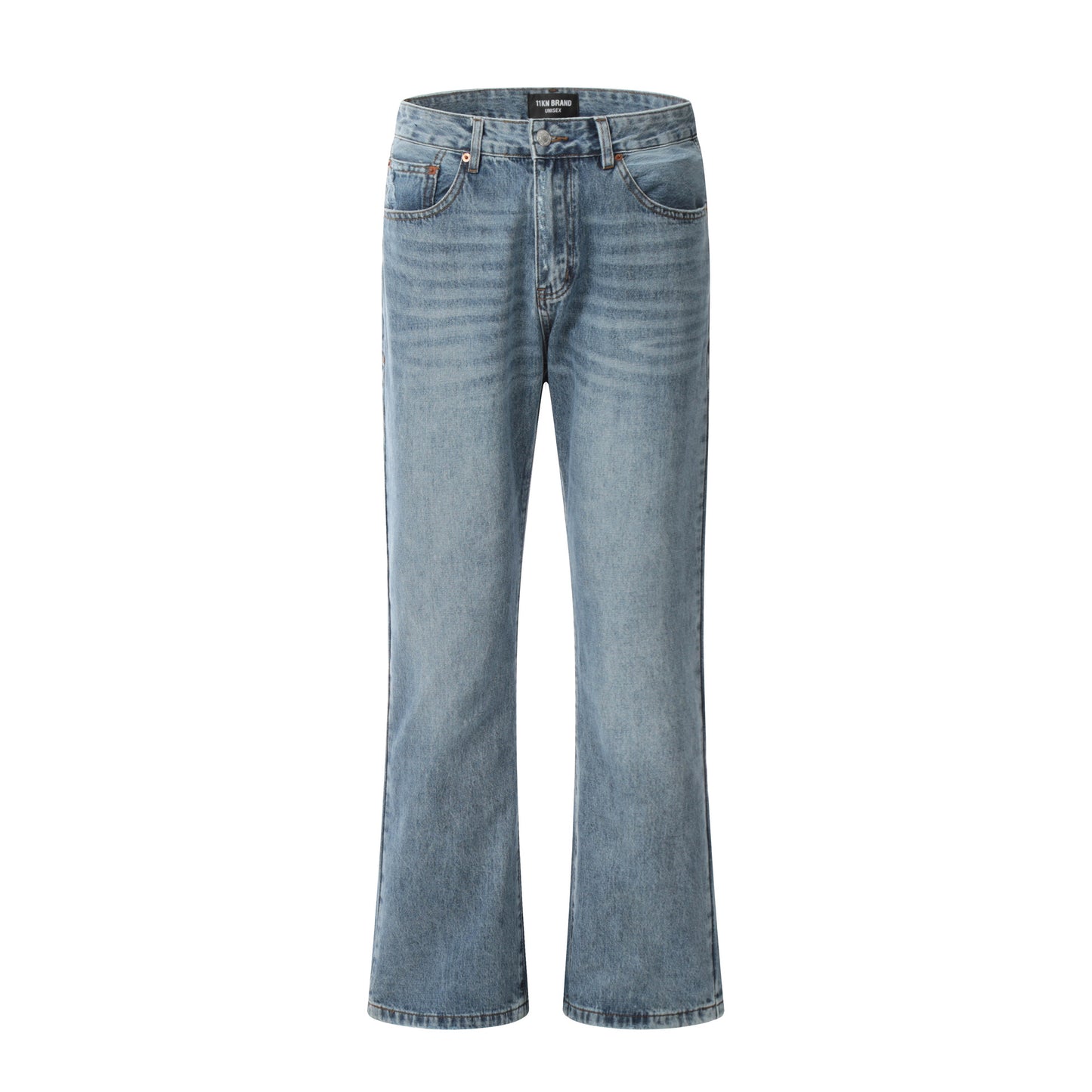 Basic Simple Blue Straight American Retro Jeans