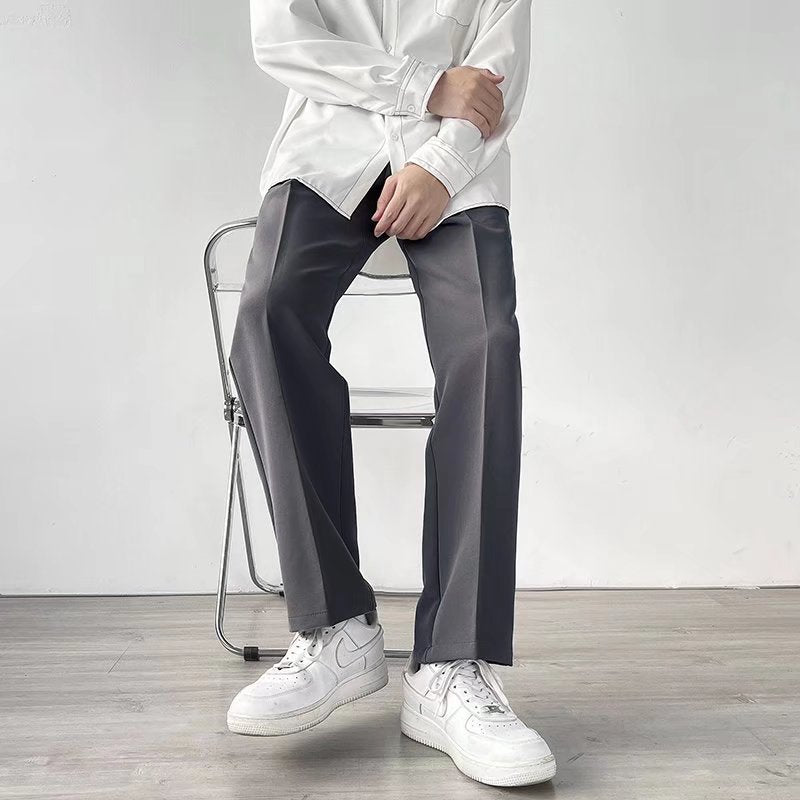 Polyester Men's Loose Straight Drooping Wide Leg Leisure Light Business Suit Pants