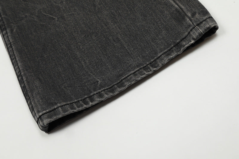 High Street Fashion Brand Retro Washed Smoky Gray Slightly Flared Jeans