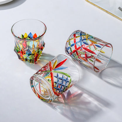 European Style New Enamel Whisky Glass With Colorful Woven Pattern