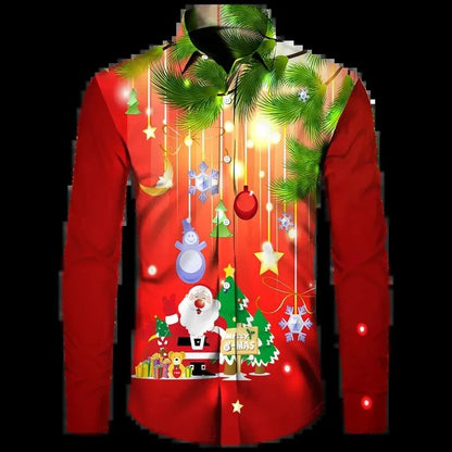 European And American Long Sleeve Shirt Christmas Series 3D Digital Printing