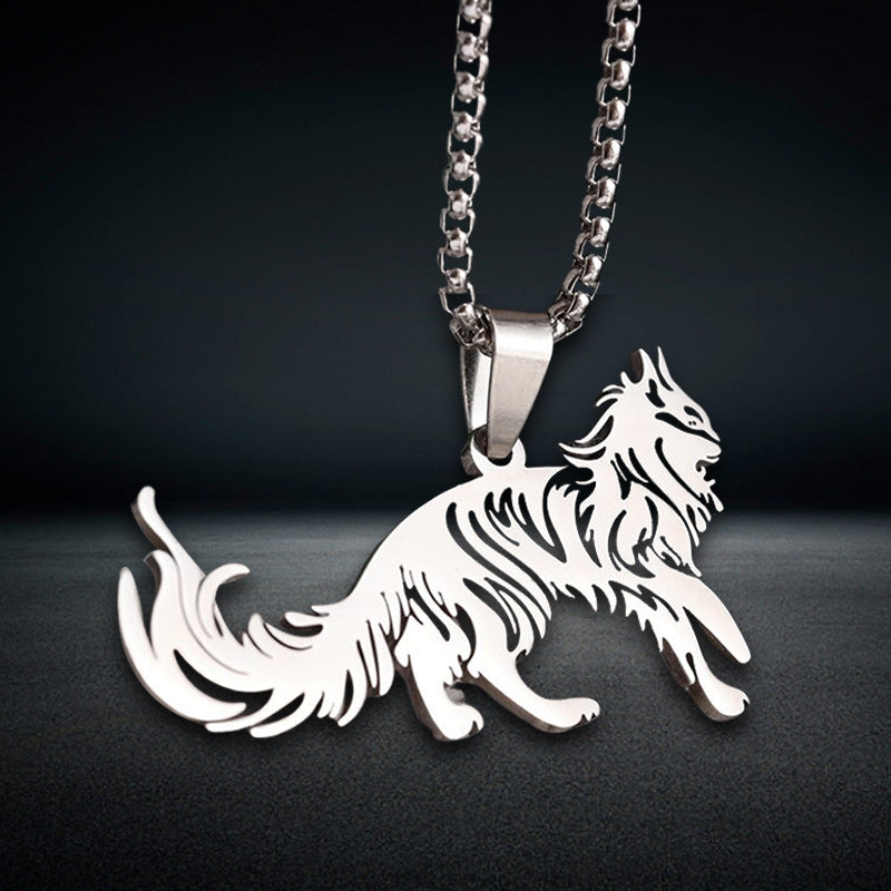 Stainless Steel Hip Hop Animal Cat Pendant Necklace