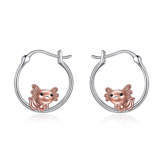 Axolotl Hoop Earrings for Women 925 Sterling Silver Axolotl Jewelry