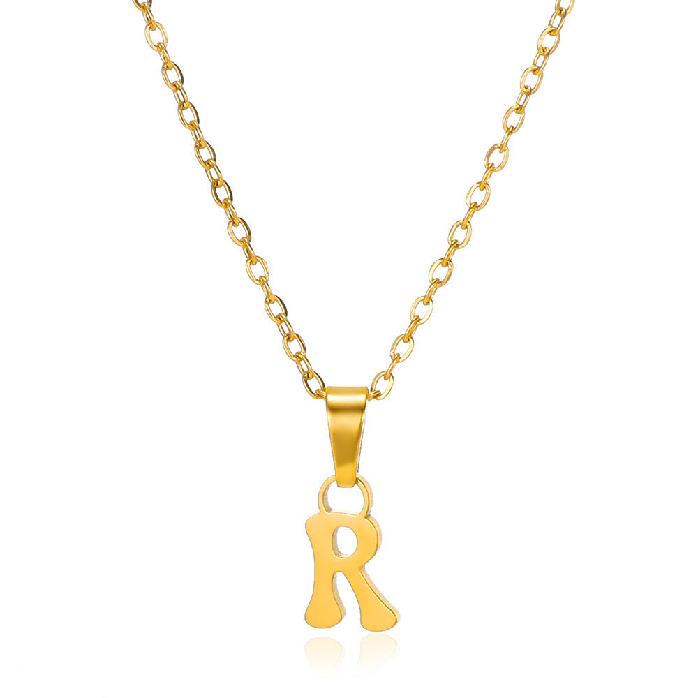 Simple 18K Gold Plating Stainless Steel Small Letter Necklace For Women