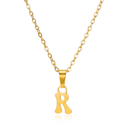 Simple 18K Gold Plating Stainless Steel Small Letter Necklace For Women