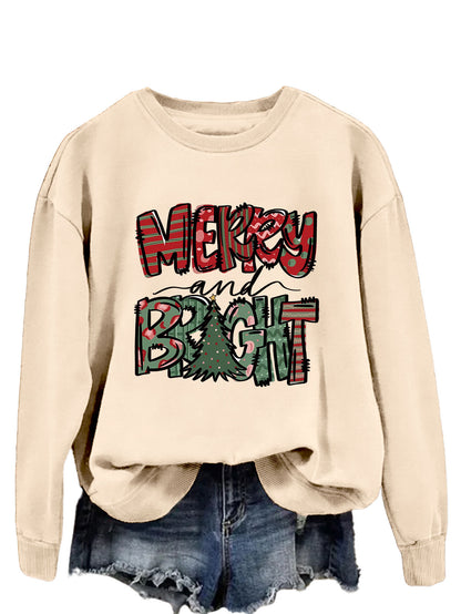 Trendy Sweater Merry And Bright Fallwinter Round Neck Long Sleeve Top In Stock