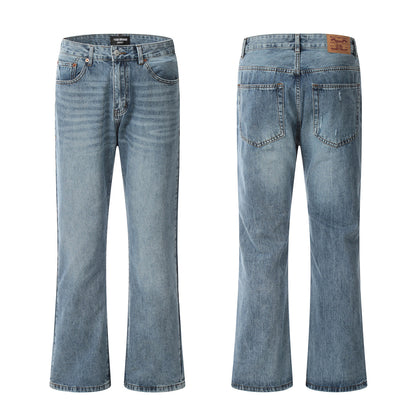 Basic Simple Blue Straight American Retro Jeans