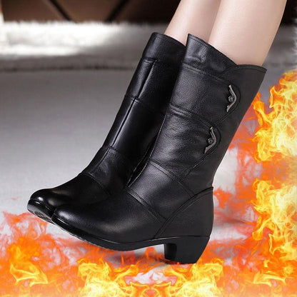 Women's Fashion Velvet Padded Warm Round Head Upper-wrapping Boots