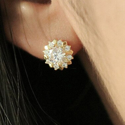 Creative Simple Zircon Flower Earrings