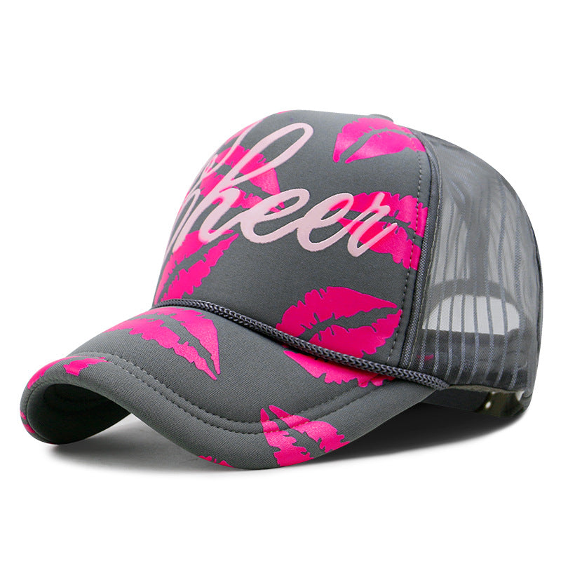 High Fashion Letter Print Embroidery Mesh Cap Korean Style