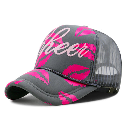 High Fashion Letter Print Embroidery Mesh Cap Korean Style