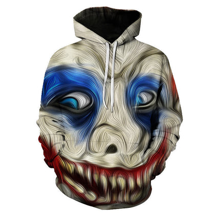 Hoodies Evil Clown Digital Printing Loose Hooded Casual Sweatshirt