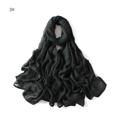 Solid Color Wide-brimmed Cotton And Linen Monochrome Scarf Veil