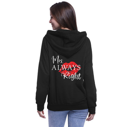 New Lovers Outfit Beard Red Lips Sweater Polyester Hooded