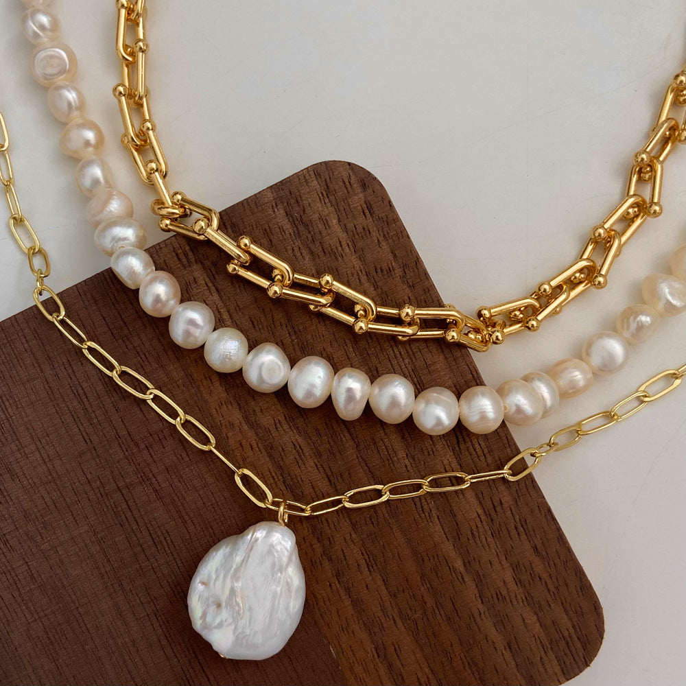 Simple Temperament Baroque Freshwater Pearl Necklace