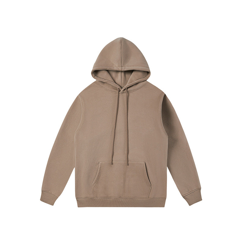 Men's And Women's Fashion Casual Padded And Thickened Hooded Solid Colour Sweatshirt