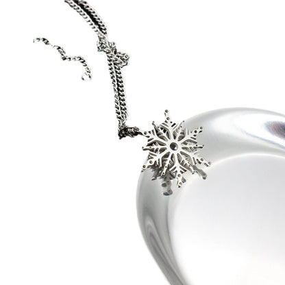 Polished Stainless Steel Snowflake Pendant Necklace