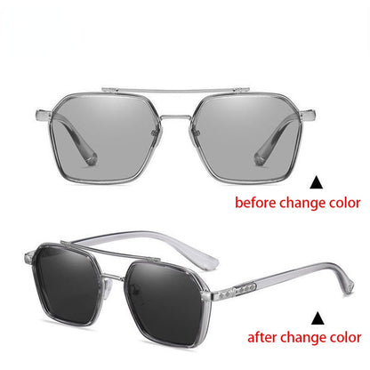 Day And Night Dual-use Photochromic Men's Double Beam UV-proof Hot Sunglasses