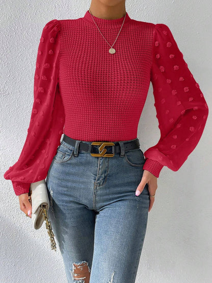 Women's Knitwear Round Neck Stitching Long Sleeve