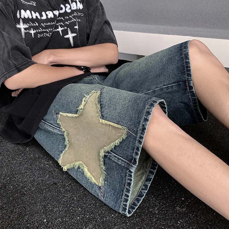 American High Street Star Patch Denim Shorts