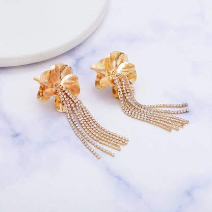 Ins Style Tassel Small Flower Online Influencer Refined Pastoral Style Earrings