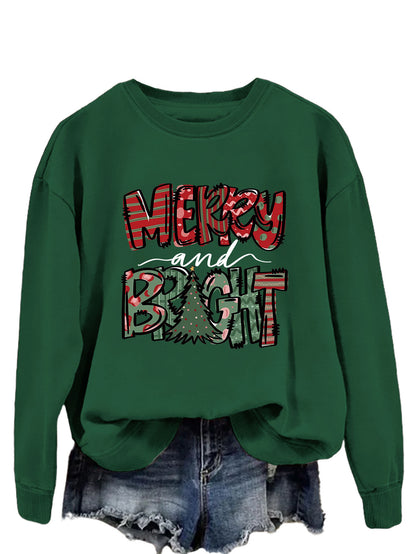 Trendy Sweater Merry And Bright Fallwinter Round Neck Long Sleeve Top In Stock