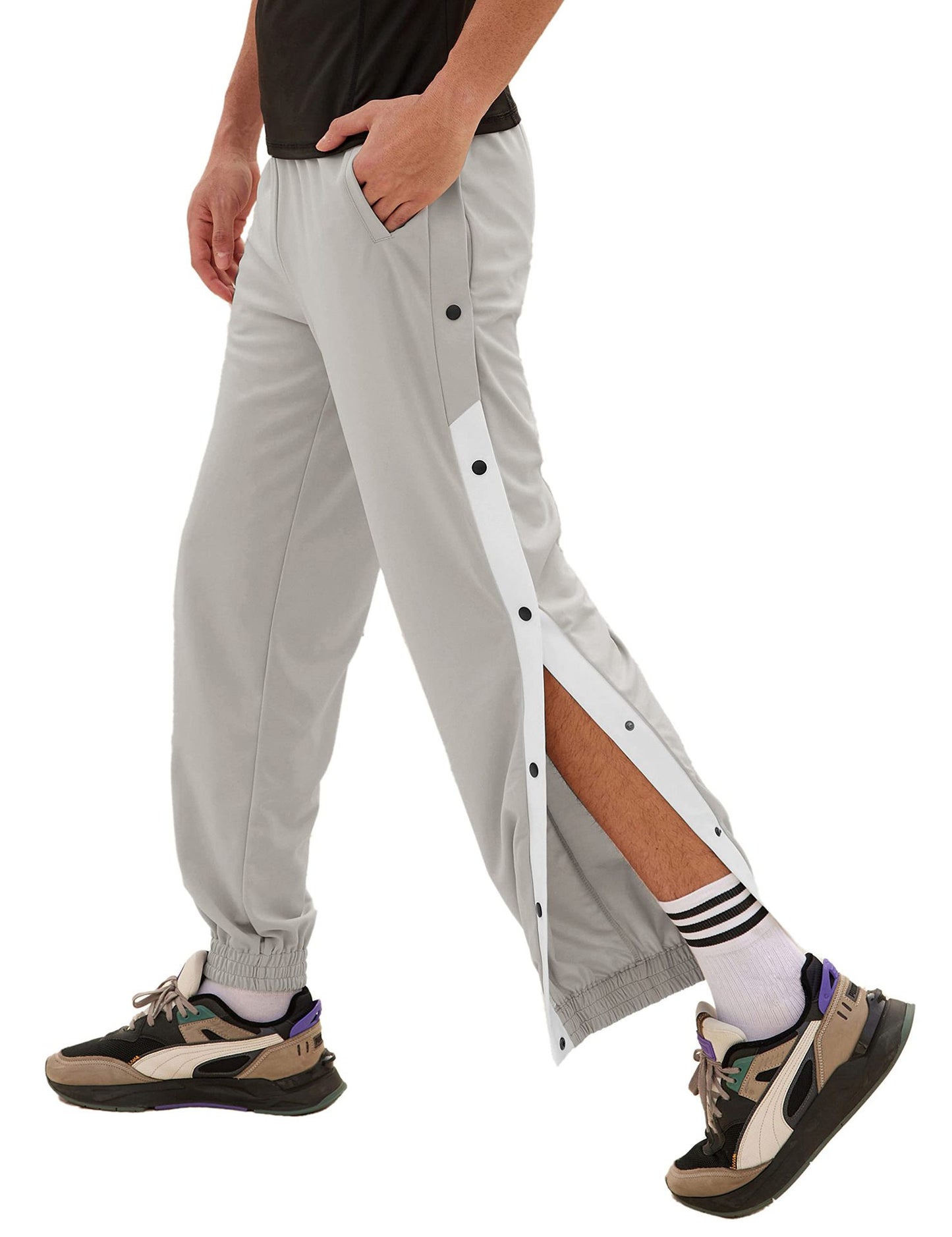 Men's Row Button Pants Loose Tappered Sports