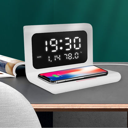 Wireless Charger Alarm Clock Creative Perpetual Calendar Temperature and Humidity Wireless Charge 10W Fast Charge