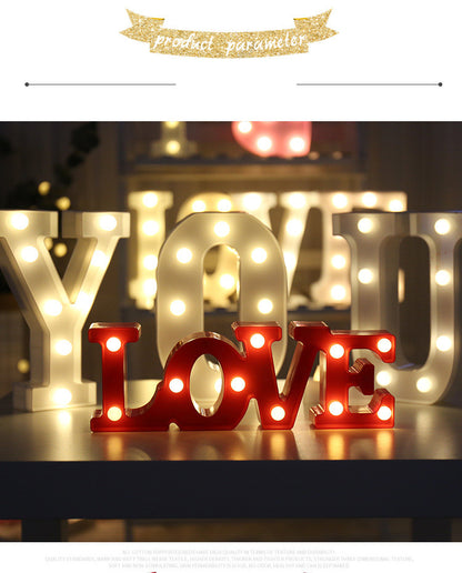 Luminous LED Letter Number Night Light English Alphabet Number Battery Lamp Romantic Wedding Christmas Party Decoration