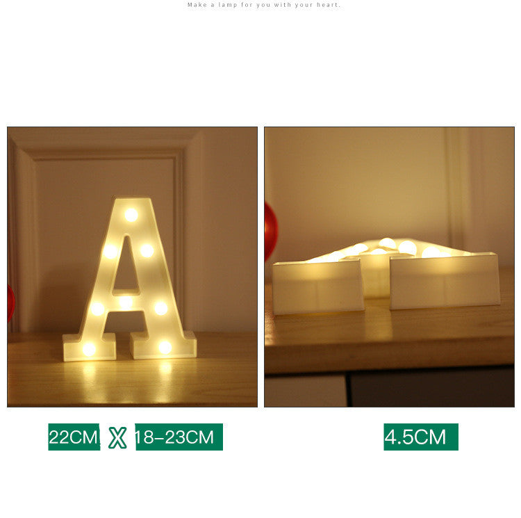 Luminous LED Letter Number Night Light English Alphabet Number Battery Lamp Romantic Wedding Christmas Party Decoration