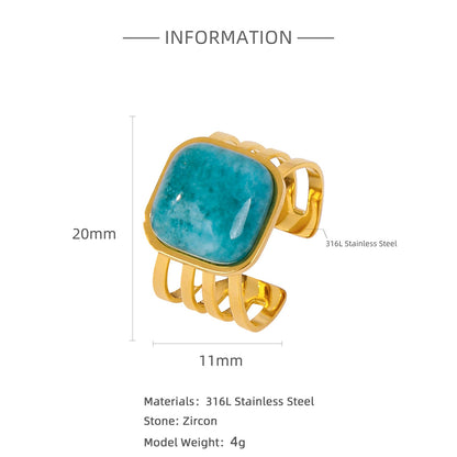 Women's Inlaid Natural Stone Ring