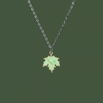 Blue Maple Leaf Simple Alloy Long Sweet Necklace