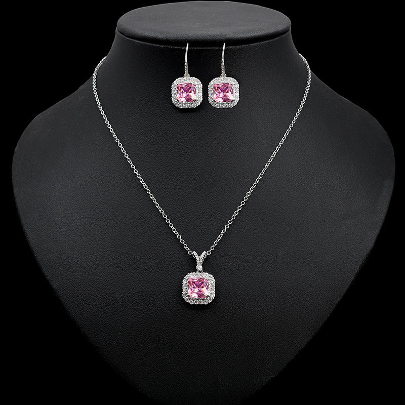 High-end New Light Luxury Zircon Necklace Earrings Set