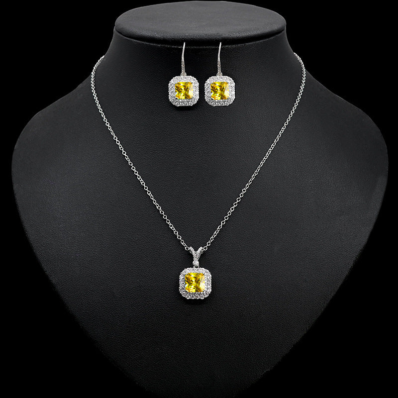 High-end New Light Luxury Zircon Necklace Earrings Set